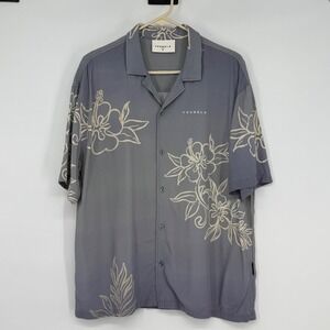 YoungLA Mens Gray Floral Viscose Button Up Shirt Medium Streetweat